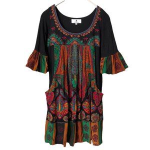 Ritu Kumar Printed Kurti Tunic Dress Size 3 Multicolor Pockets Cotton Blend